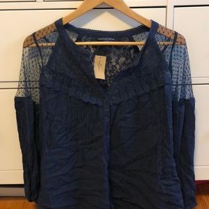 Lace navy blouse